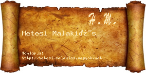 Hetesi Malakiás névjegykártya